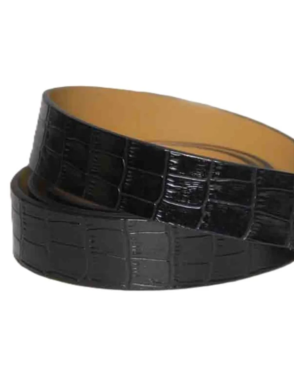 Geox Italian Leather Dress Belt Black Croc Pattern Italy Men's Size 40 or 100cm